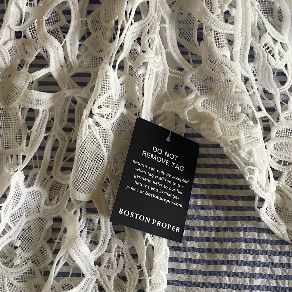 Boston Proper white Lace Design topper NWT